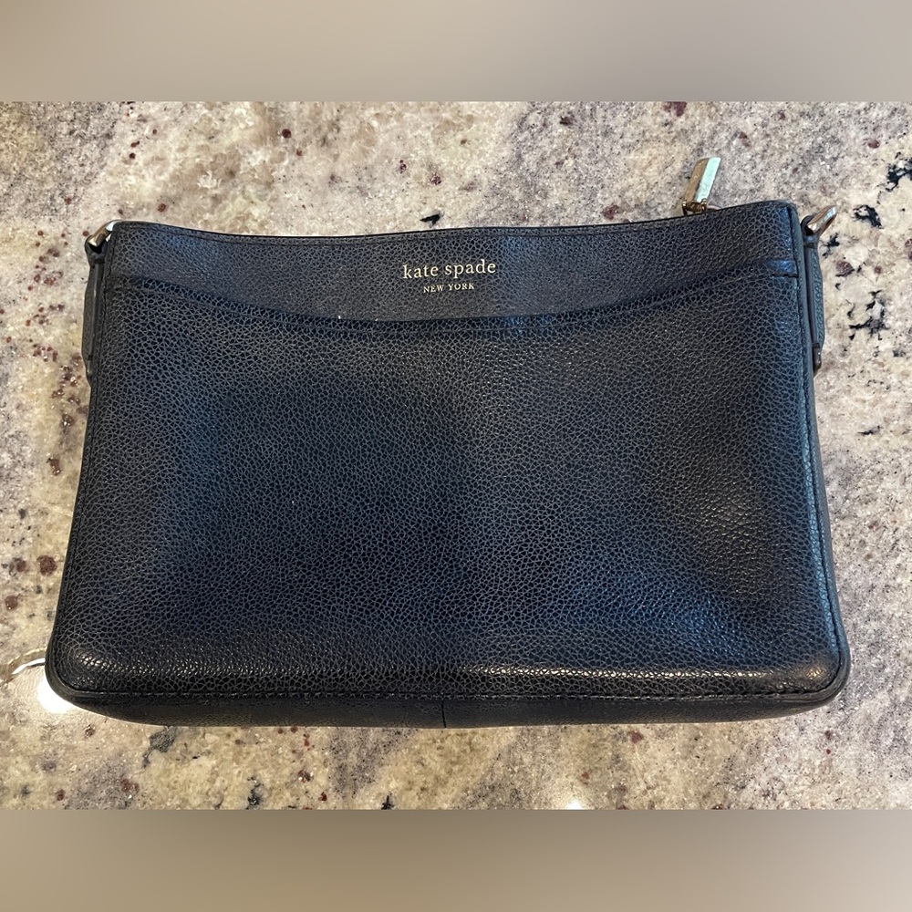 Kate Spade Black Leather Zipper Clutch